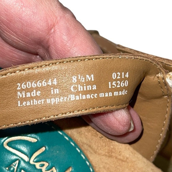 Clarks Artisan Women's Shoes Size 8.5M Turquoise/Brown Leather Wedge Platform - Picture 11 of 13